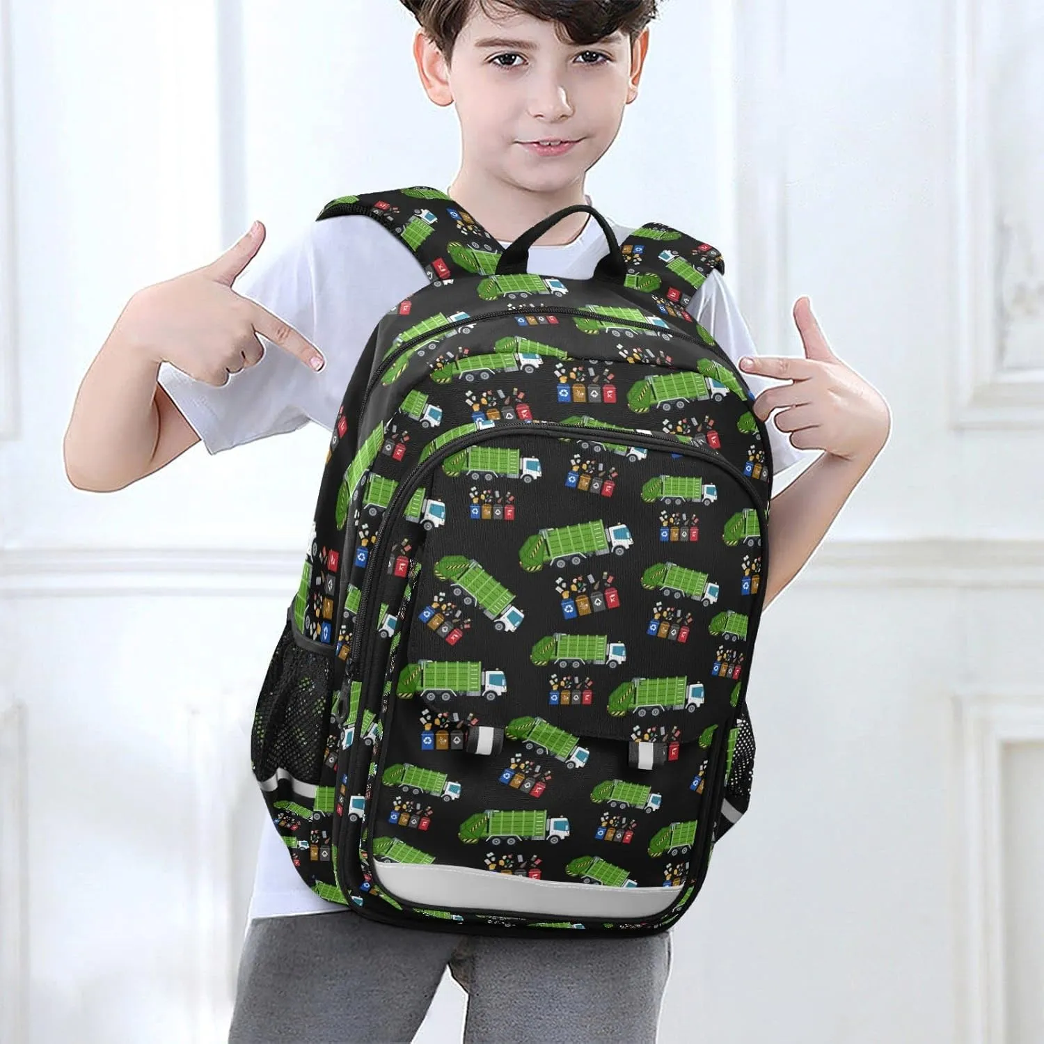 Garbage Truck Trash Recycling Backpack for Student; School Backpacks Travel Laptop Bags Bookbags for Suitable for ages 6-12 Student