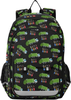 Garbage Truck Trash Recycling Backpack for Student; School Backpacks Travel Laptop Bags Bookbags for Suitable for ages 6-12 Student