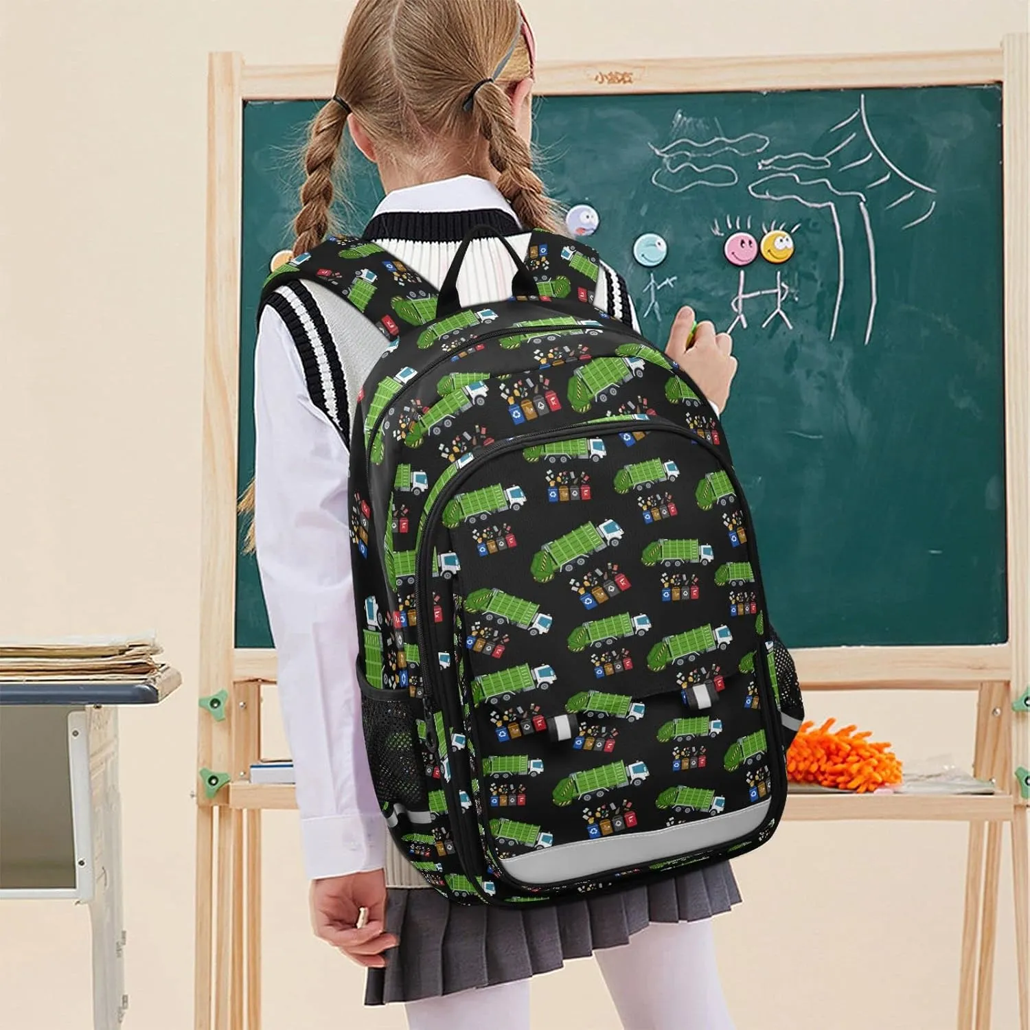 Garbage Truck Trash Recycling Backpack for Student; School Backpacks Travel Laptop Bags Bookbags for Suitable for ages 6-12 Student