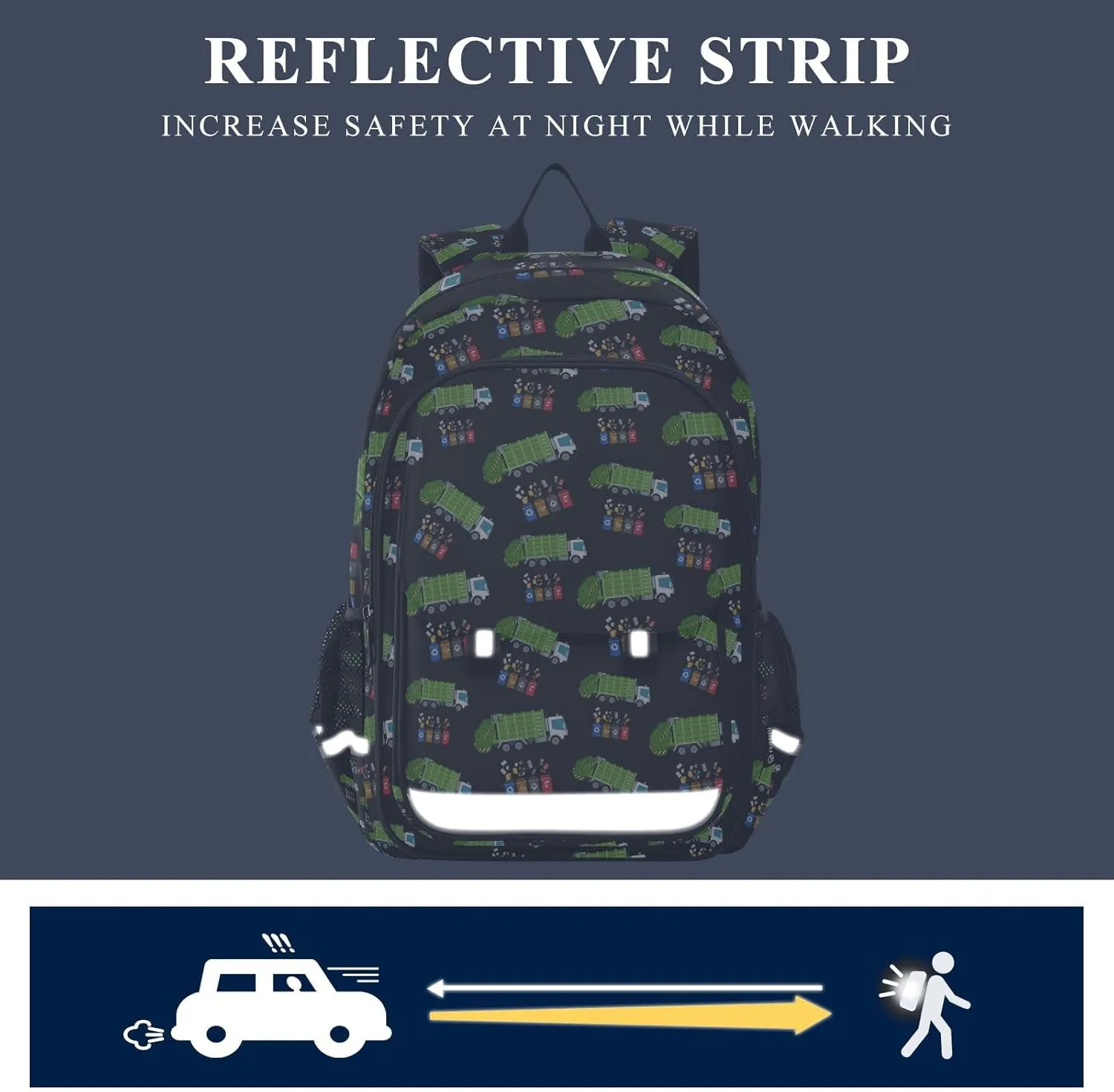 Garbage Truck Trash Recycling Backpack for Student; School Backpacks Travel Laptop Bags Bookbags for Suitable for ages 6-12 Student