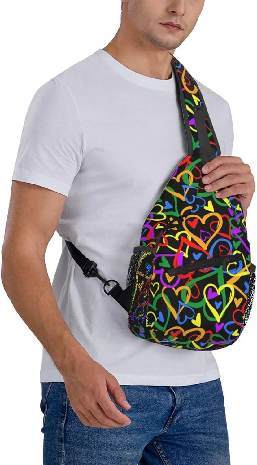 Gay Pride Rainbow Crossbody Bags Cross Men Chest Bag Adjustable Sling Backpack Shoulder Bag For Women Cycling Travel Sport Hiking