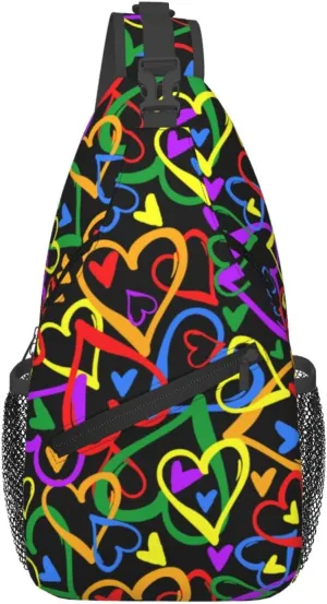 Gay Pride Rainbow Crossbody Bags Cross Men Chest Bag Adjustable Sling Backpack Shoulder Bag For Women Cycling Travel Sport Hiking