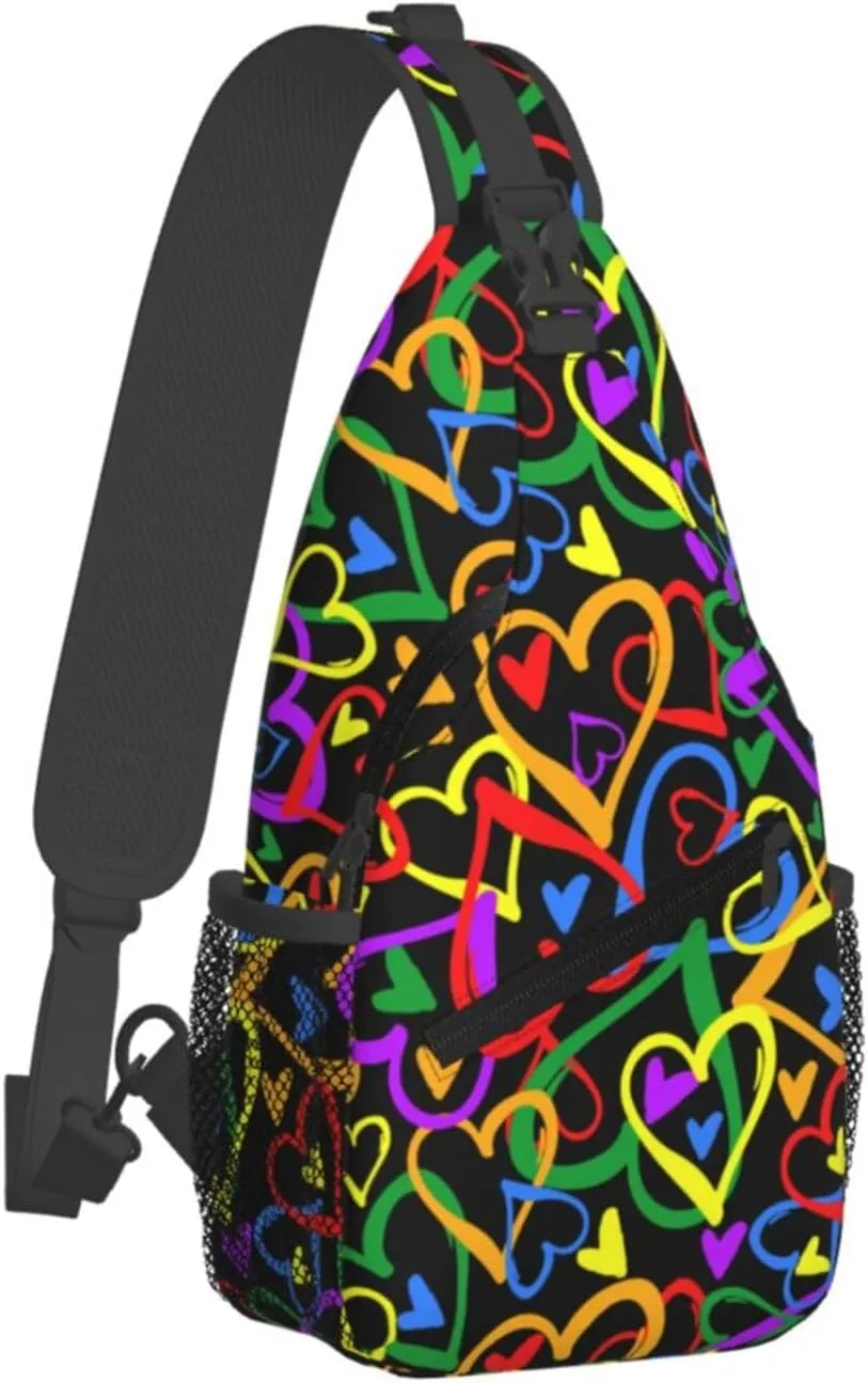 Gay Pride Rainbow Crossbody Bags Cross Men Chest Bag Adjustable Sling Backpack Shoulder Bag For Women Cycling Travel Sport Hiking