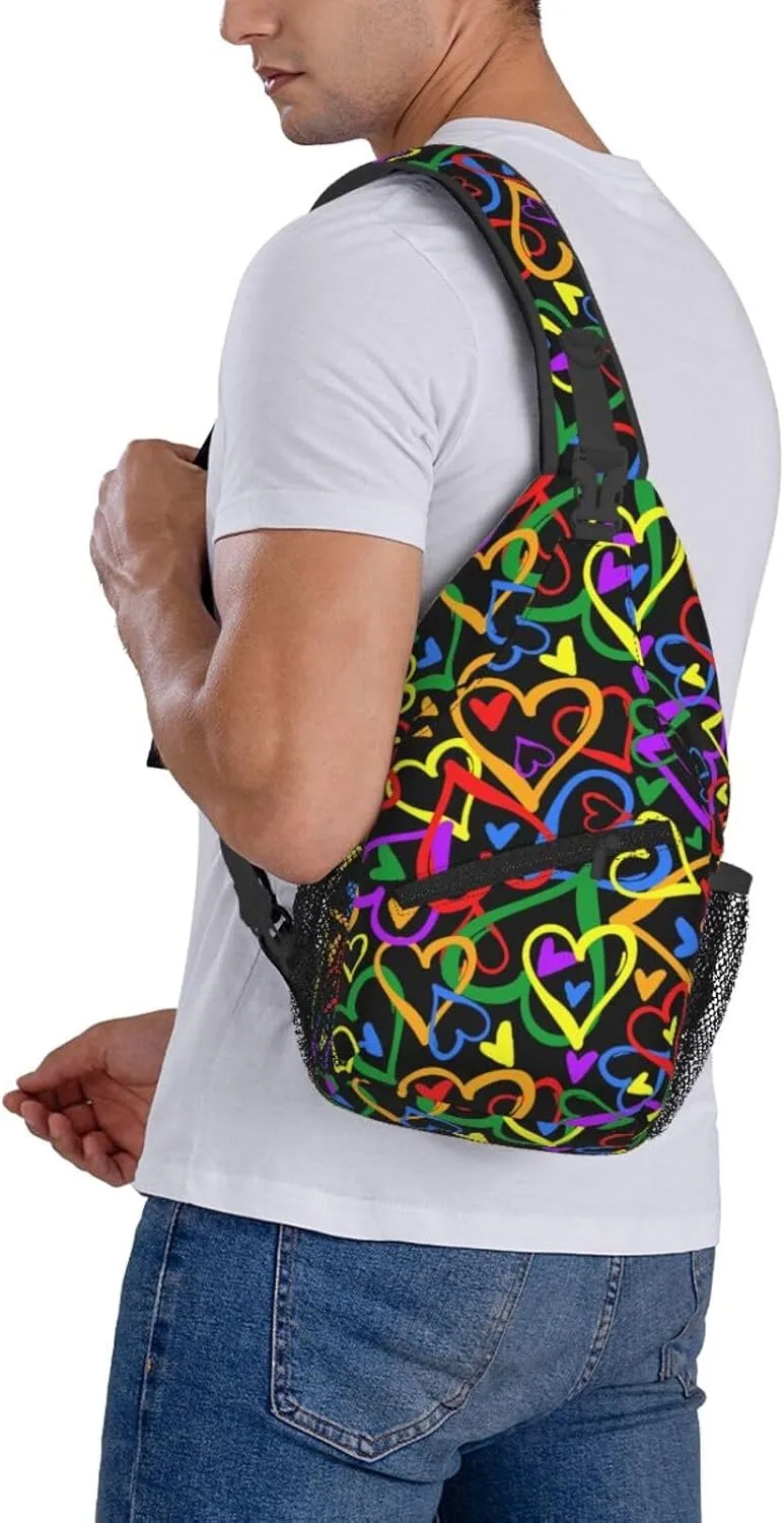Gay Pride Rainbow Crossbody Bags Cross Men Chest Bag Adjustable Sling Backpack Shoulder Bag For Women Cycling Travel Sport Hiking
