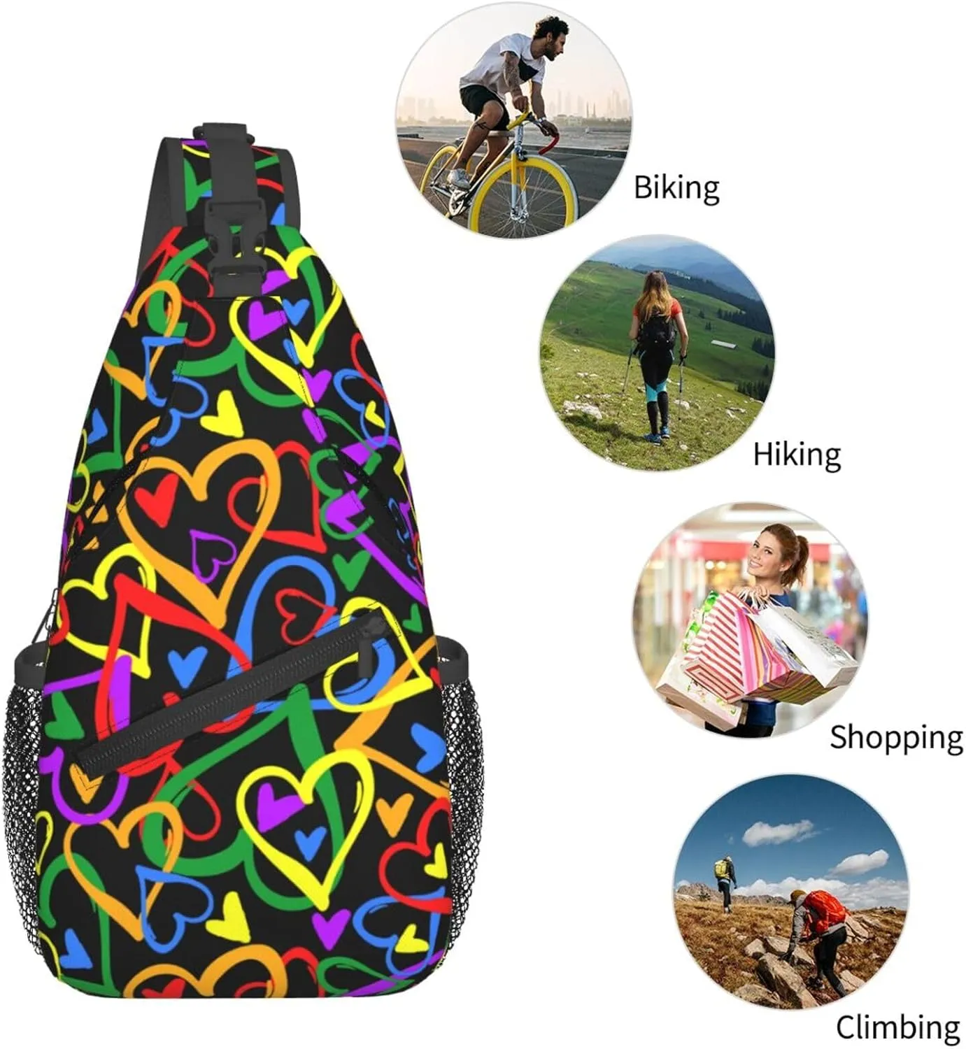 Gay Pride Rainbow Crossbody Bags Cross Men Chest Bag Adjustable Sling Backpack Shoulder Bag For Women Cycling Travel Sport Hiking
