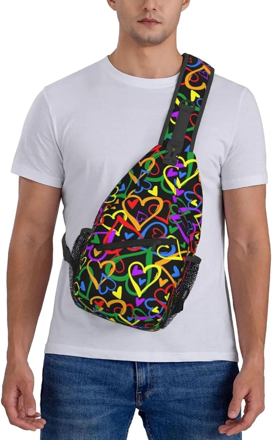 Gay Pride Rainbow Crossbody Bags Cross Men Chest Bag Adjustable Sling Backpack Shoulder Bag For Women Cycling Travel Sport Hiking