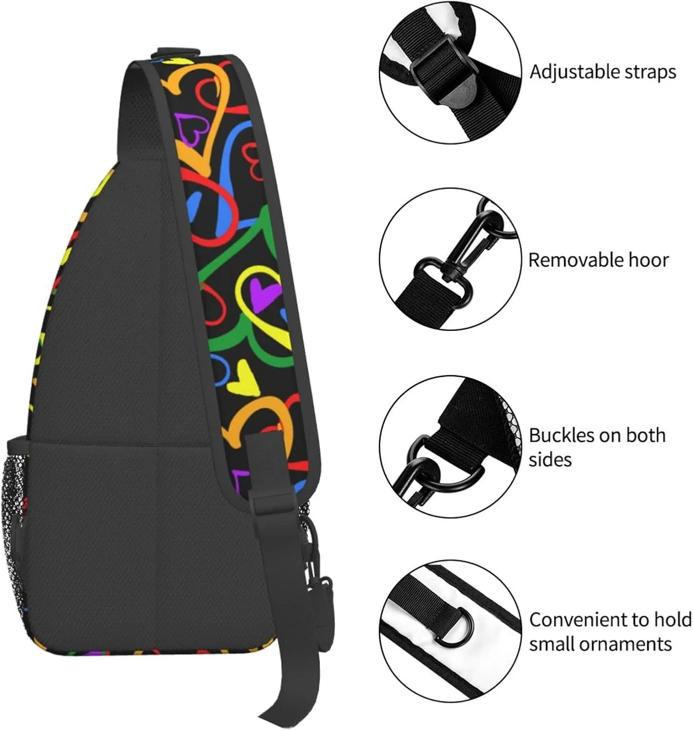 Gay Pride Rainbow Crossbody Bags Cross Men Chest Bag Adjustable Sling Backpack Shoulder Bag For Women Cycling Travel Sport Hiking