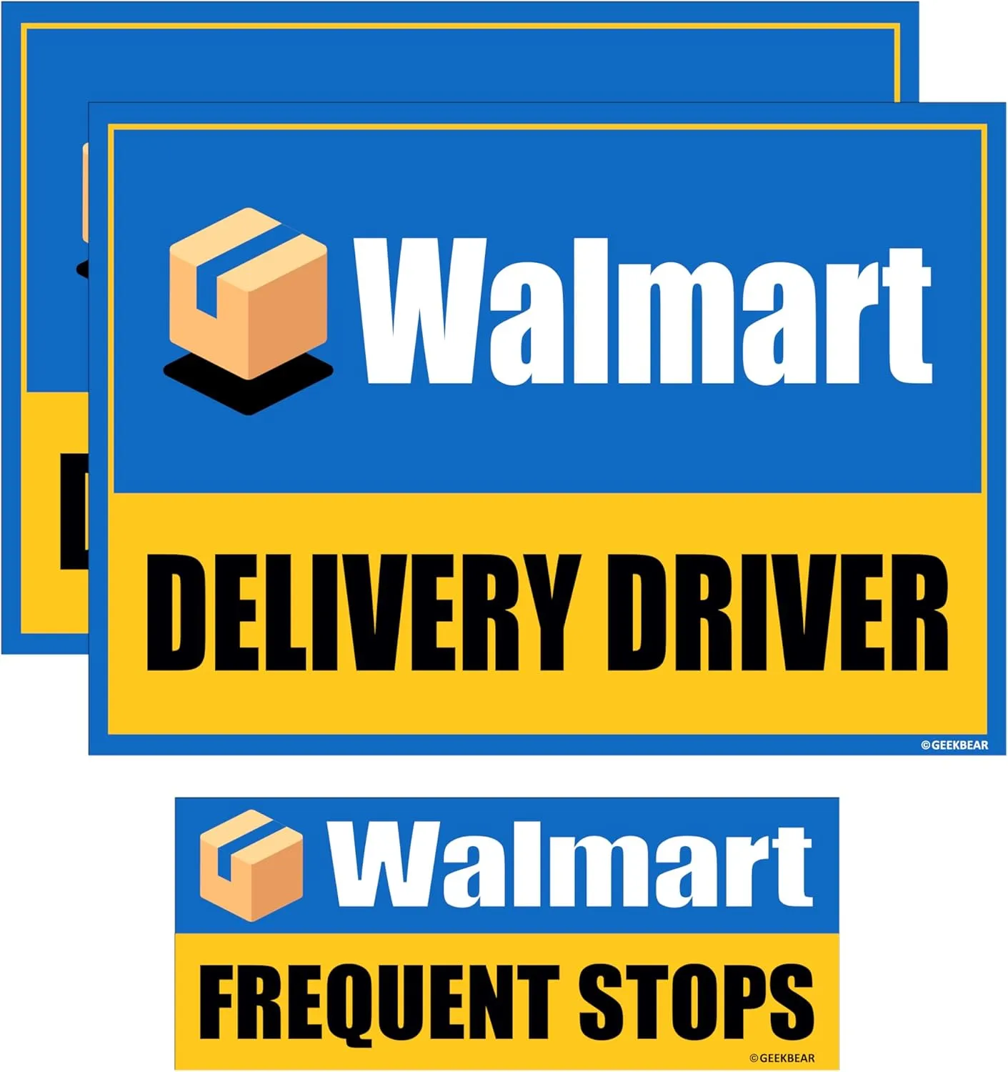 GEEKBEAR Walmart Driver Car Magnet - Eye-Catching, Reflective, Weather-Resistant - Set of 3