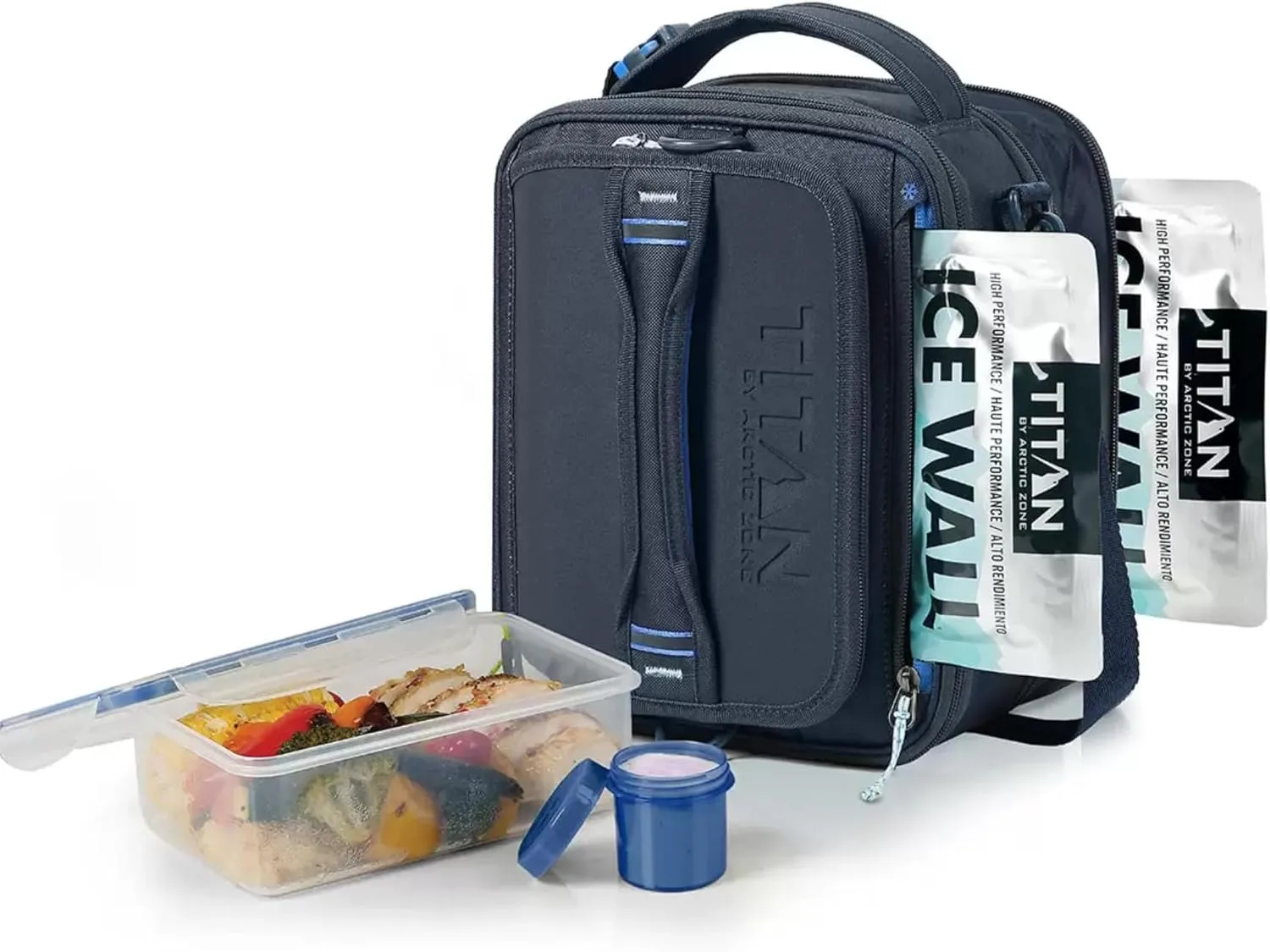 Generic Titan Deep Freeze Fridge Cold Expandable Lunch Pack - Royal/Navy Blue | Includes 2X 250g High Performance Ice Walls | Insulated Horizontal Design