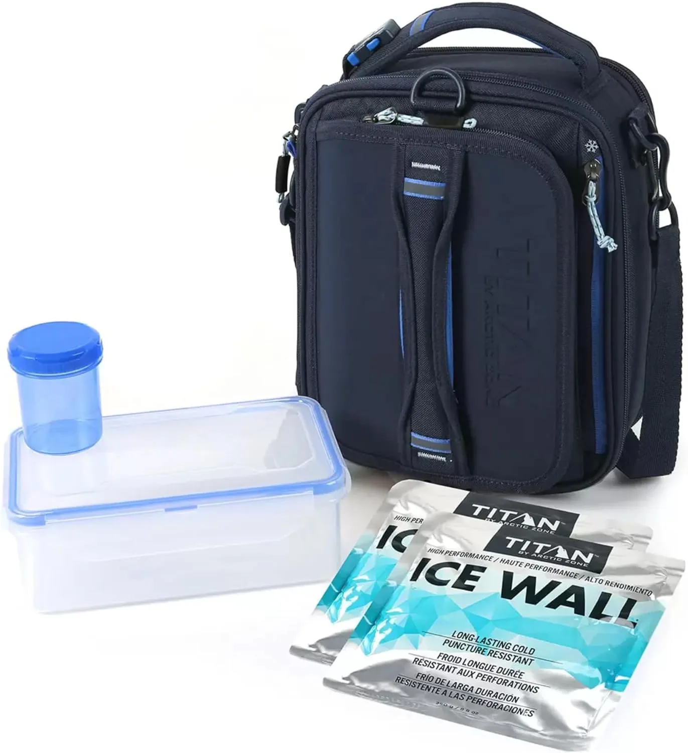 Generic Titan Deep Freeze Fridge Cold Expandable Lunch Pack - Royal/Navy Blue | Includes 2X 250g High Performance Ice Walls | Insulated Horizontal Design