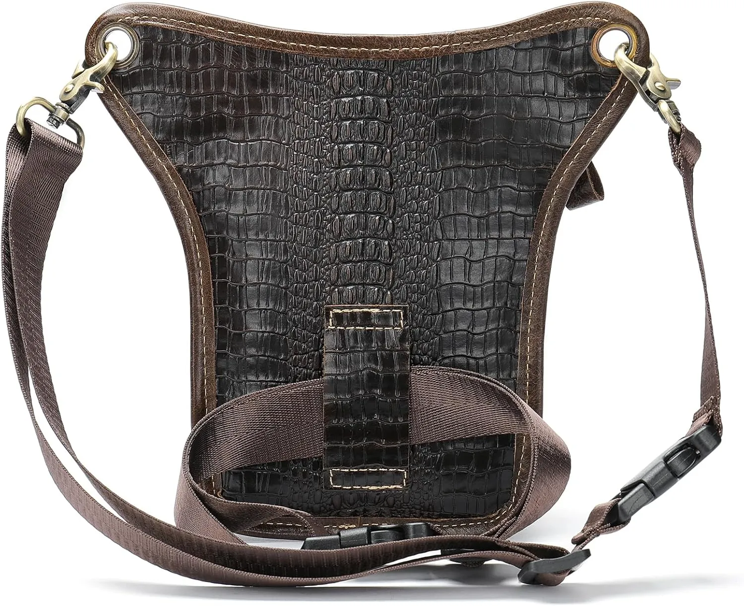 Genuine Leather Drop Leg Bag Motorcycle Thigh Purse Hip Pouch Waist Fanny Pack for Women Men Black