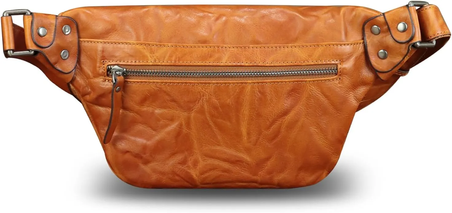 Genuine Leather Fanny Pack for Women and Men Vintage Handmade Leather Waist Bag Sling Bag Crossbody Bag Hip Bag Chest Purse (Brown)