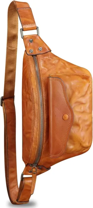 Genuine Leather Fanny Pack for Women and Men Vintage Handmade Leather Waist Bag Sling Bag Crossbody Bag Hip Bag Chest Purse (Brown)