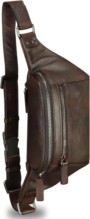 Genuine Leather Fanny Pack for Women and Men Vintage Real Leather Waist Bag Hip Bum Crossbody Sling Bag