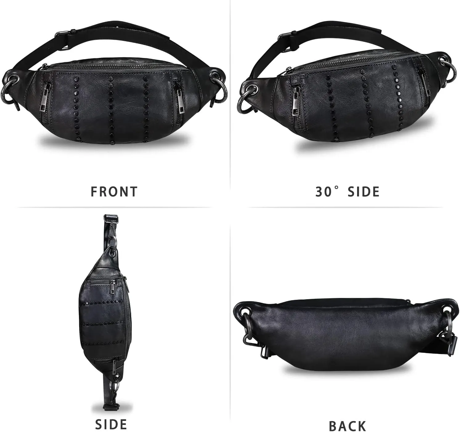 Genuine Leather Fanny Pack for Women - Vintage Real Leather Waist Bag - Fashion Hip Bag - Crossbody Purse