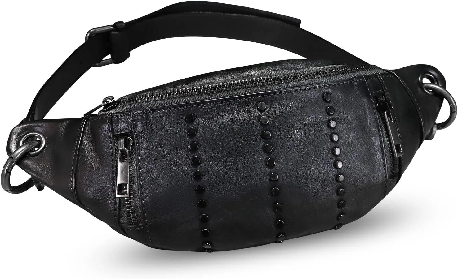 Genuine Leather Fanny Pack for Women - Vintage Real Leather Waist Bag - Fashion Hip Bag - Crossbody Purse