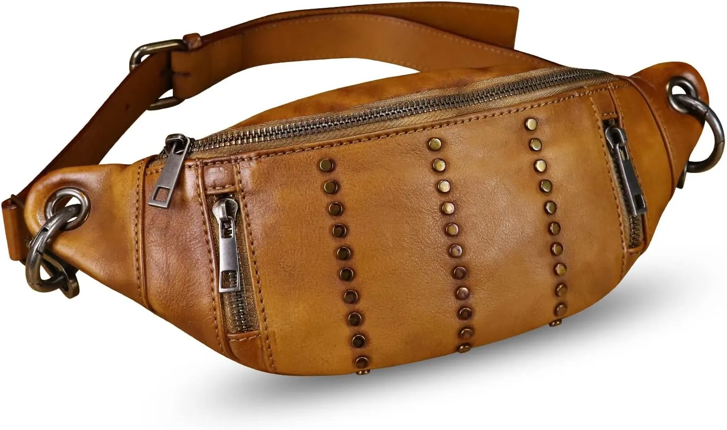 Genuine Leather Fanny Pack for Women - Vintage Real Leather Waist Bag - Fashion Hip Bag - Crossbody Purse