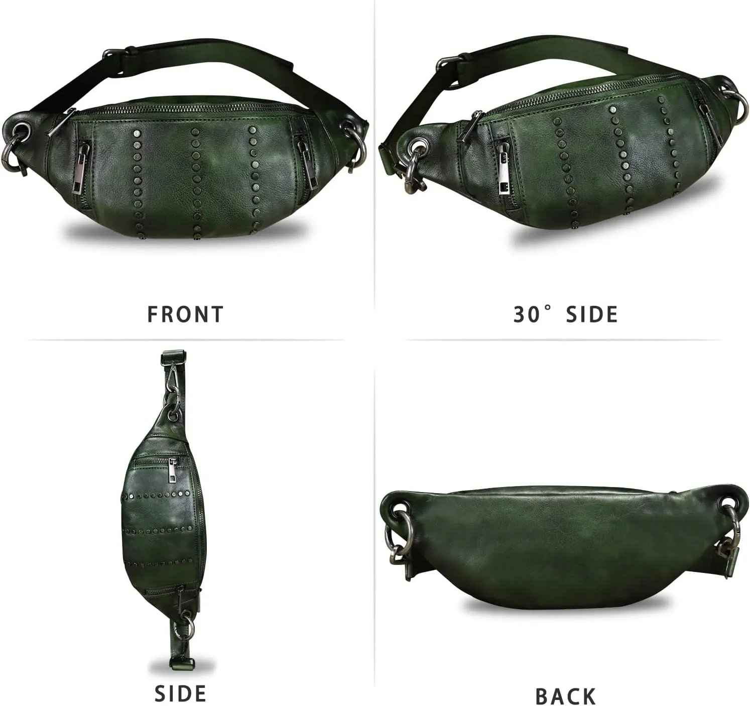 Genuine Leather Fanny Pack for Women - Vintage Real Leather Waist Bag - Fashion Hip Bag - Crossbody Purse