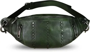 Genuine Leather Fanny Pack for Women - Vintage Real Leather Waist Bag - Fashion Hip Bag - Crossbody Purse
