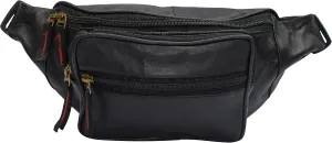 Genuine Leather Lambskin Waist Bag Fanny Pack with RFID Protection, The Perfect to-Go Travel Bag for Men and Women of All Ages (Black)