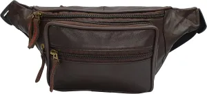 Genuine Leather Lambskin Waist Bag Fanny Pack with RFID Protection, The Perfect to-Go Travel Bag for Men and Women of All Ages (Brown)