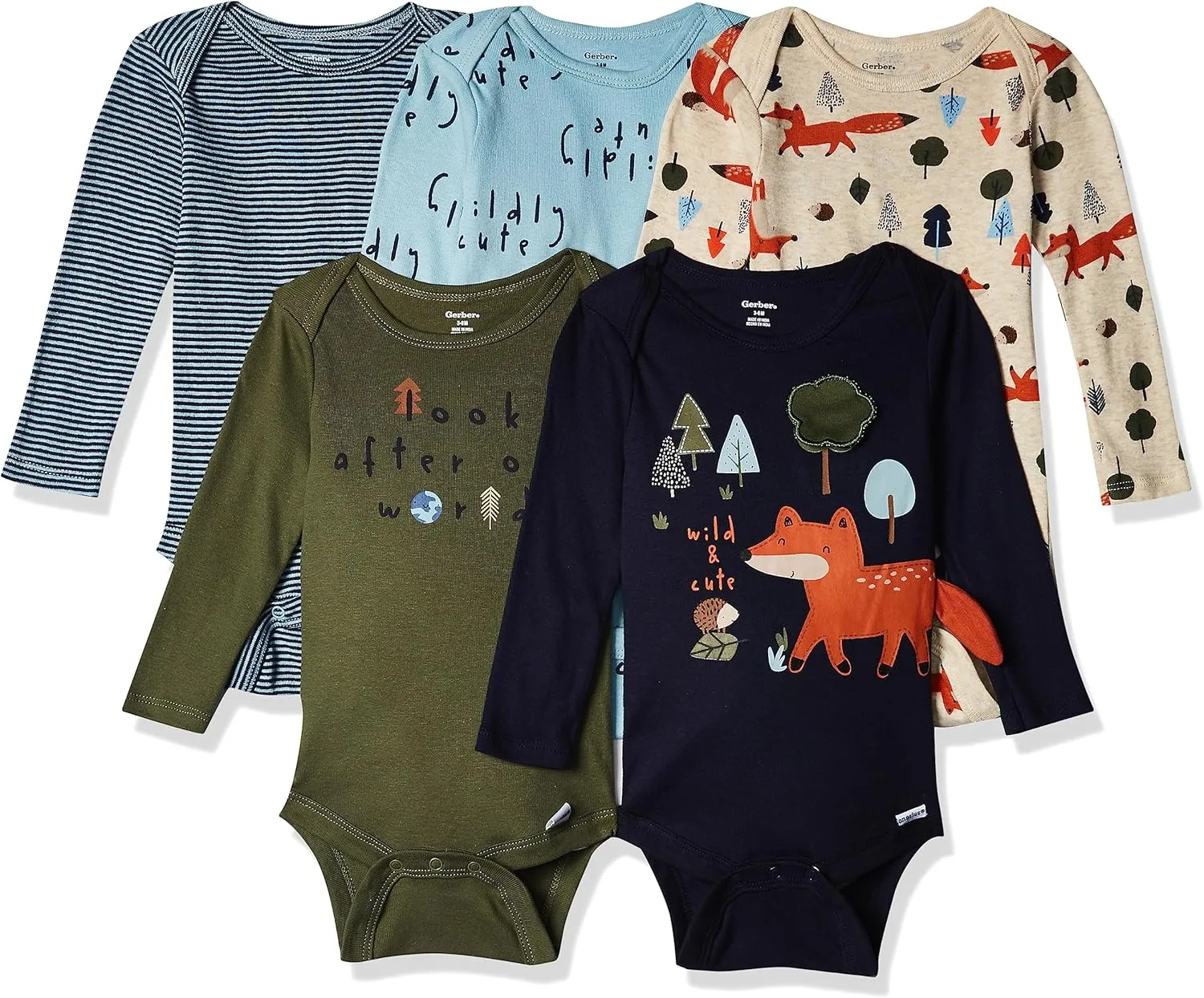 Gerber Baby Boys' 5-Pack Long-Sleeve Onesies Bodysuit