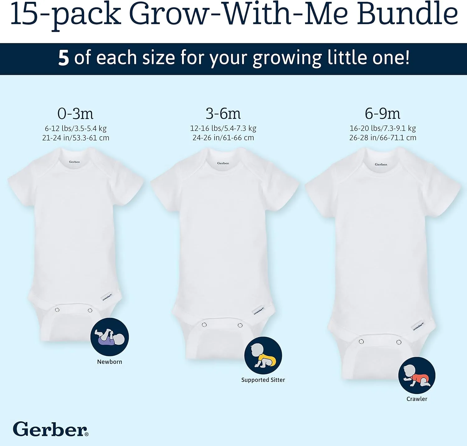 Gerber Baby Girls' 15 Piece Onesies Bodysuit Multi Size Pack