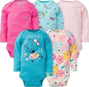 Gerber Baby Girls' 5-Pack Long-Sleeve Onesies Bodysuit