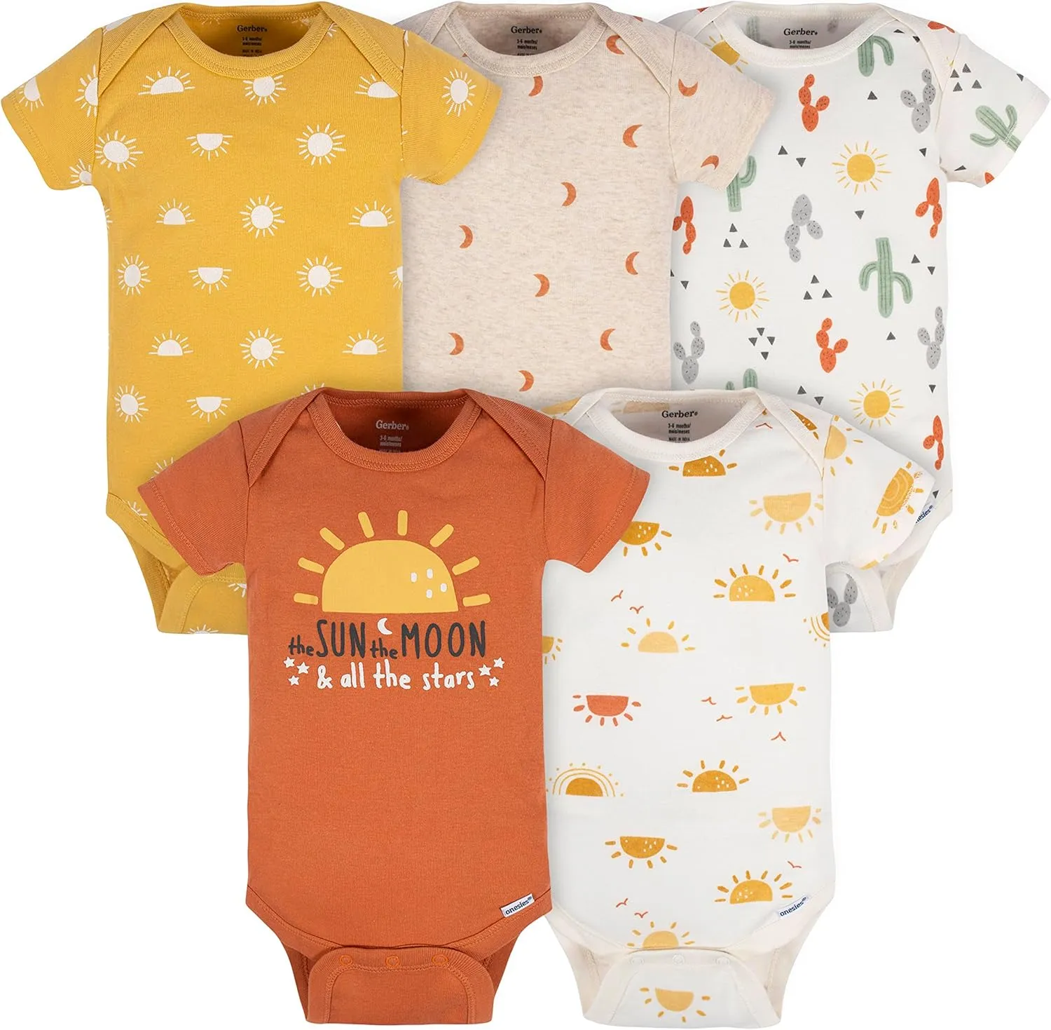 Gerber Baby Girls' 5-Pack Short Sleeve Variety Onesies Bodysuits