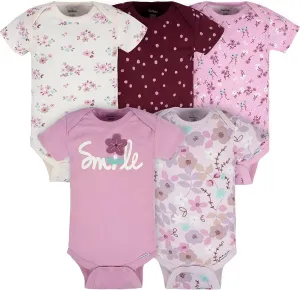 Gerber Baby Girls' 5-Pack Short Sleeve Variety Onesies Bodysuits