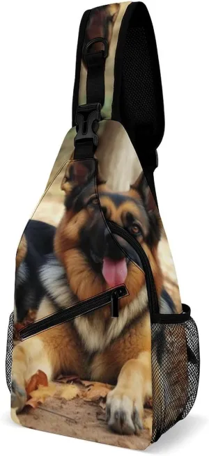 German Shepherd Dog Crossbody Sling Bag for Women Men Casual Sling Backpack Travel Chest Bag Lightweight Chest Pack Man Purse Shoulder Bags Side Backpack Daypack for Travel Hiking Cycling