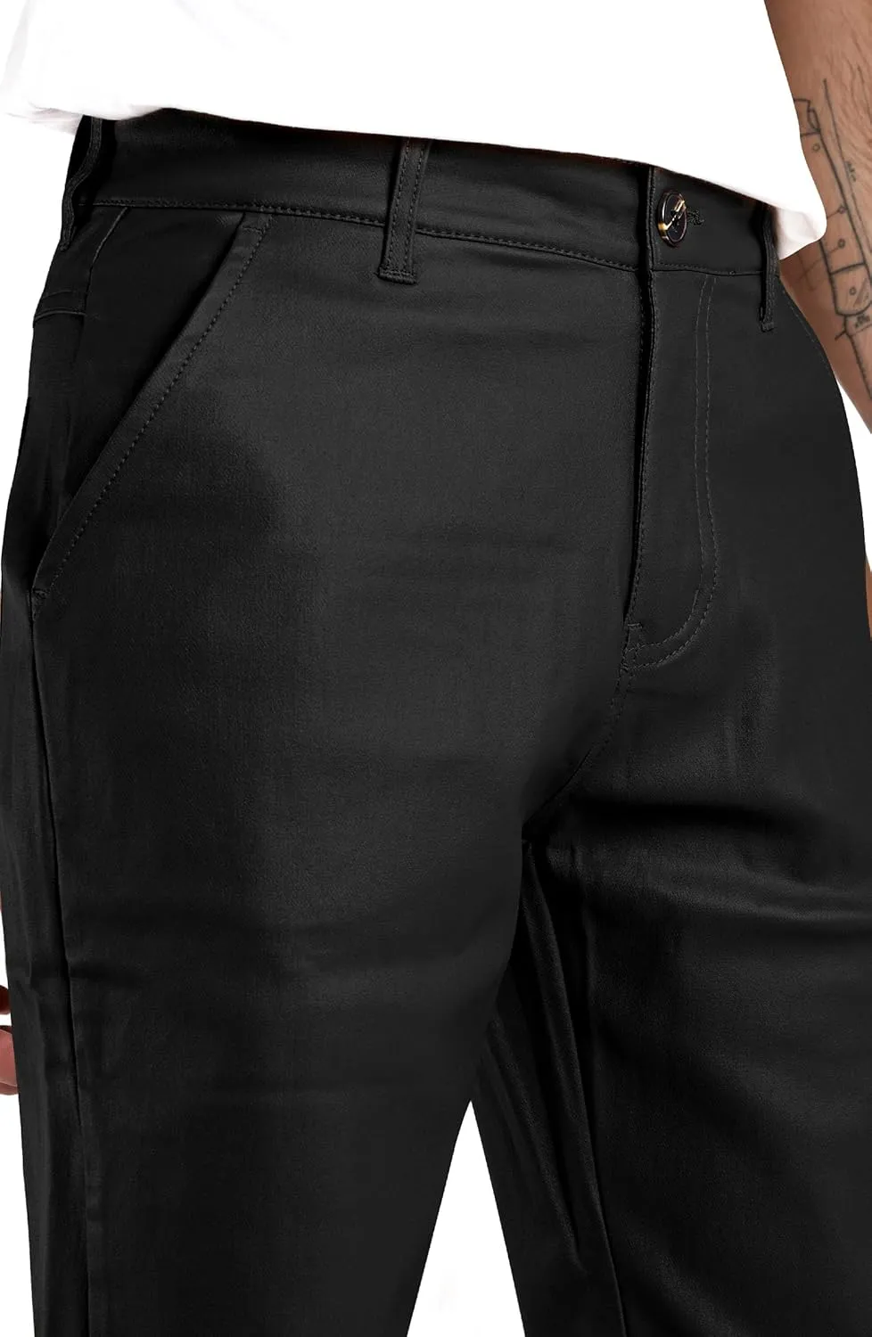 GINGTTO Mens Leather Bell Bottoms Slim Fit 70s Disco Flare Stacked Pants for Men