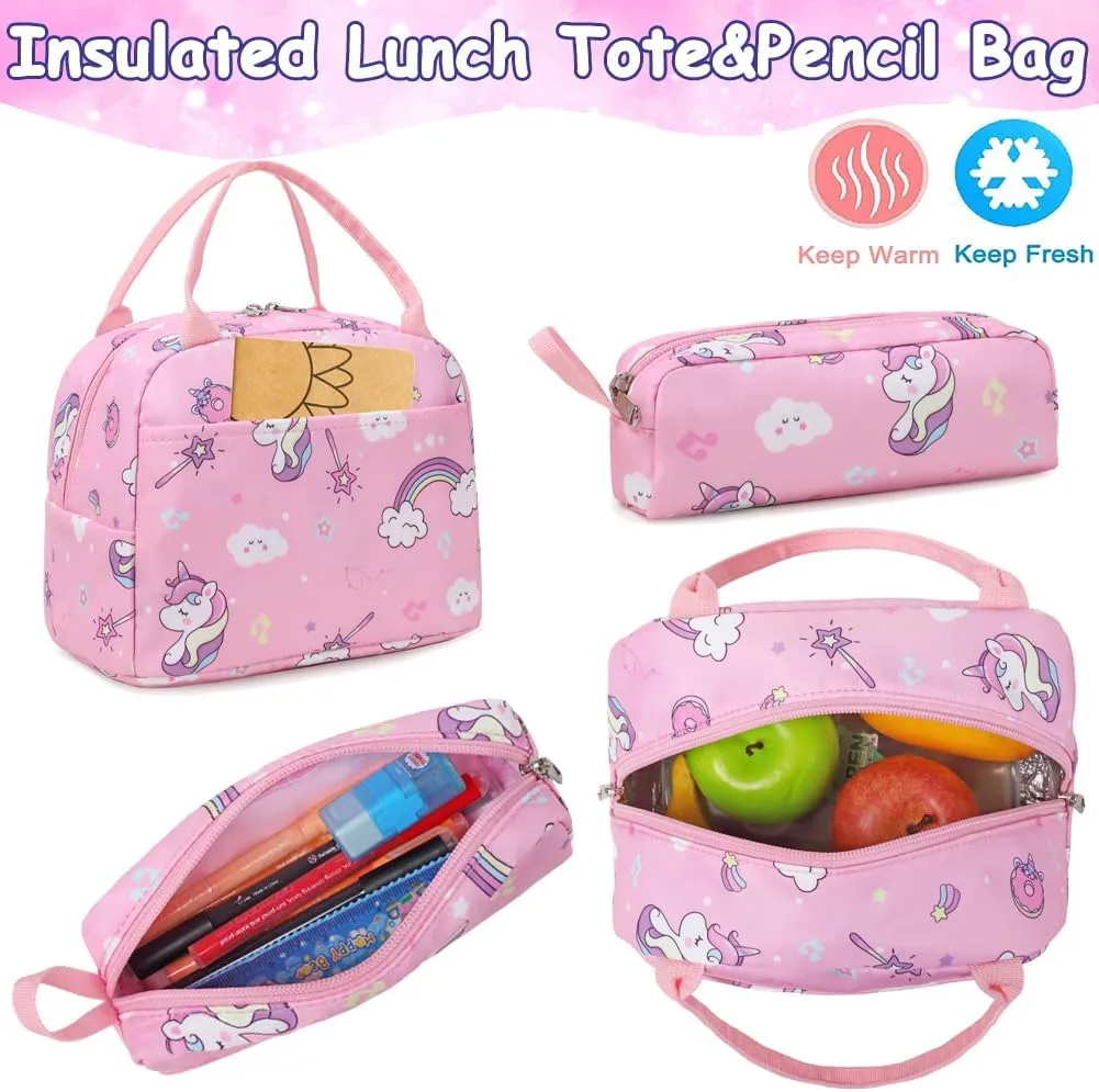 Girls Backpack for Elementary Kids School Bookbag Set Cute Unicorn Backpacks for Girls Water Resistant