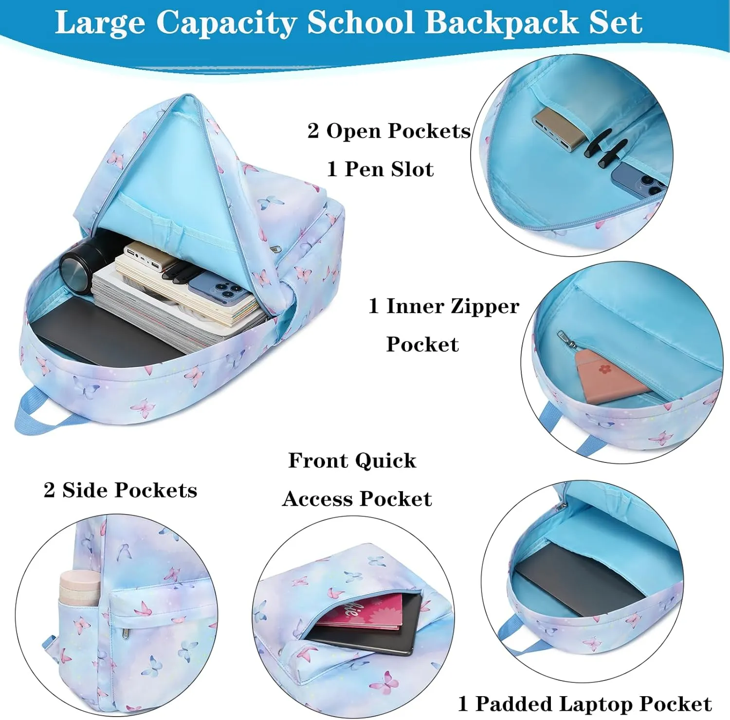Girls Backpack School Backpack for Boys and Girls Laptop Backpack Water Resistant Middle School Bags Kids Backpacks