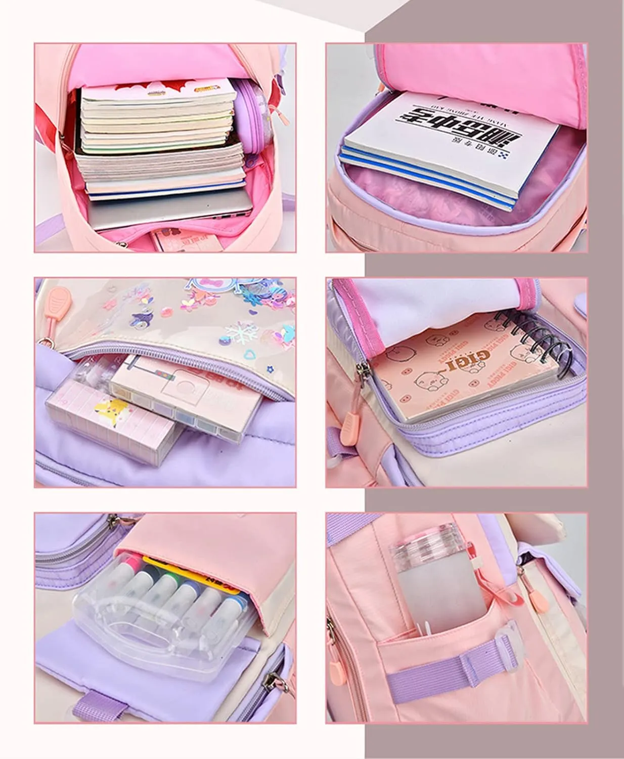Girls Cute Bunny Backpack Kawaii School Bags Waterproof Laptop Backpack Pink Small