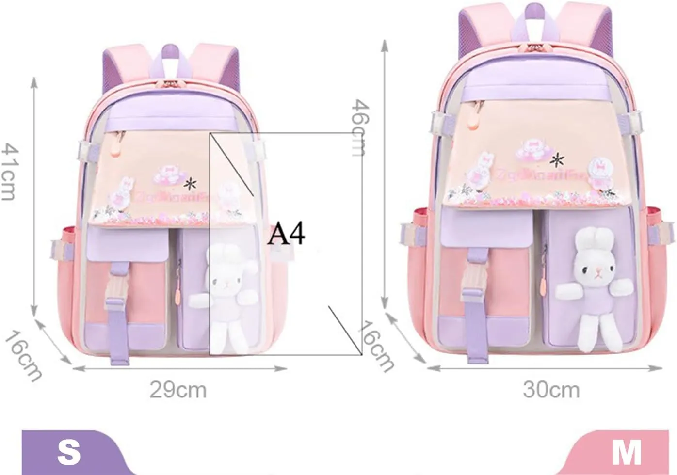 Girls Cute Bunny Backpack Kawaii School Bags Waterproof Laptop Backpack Pink Small