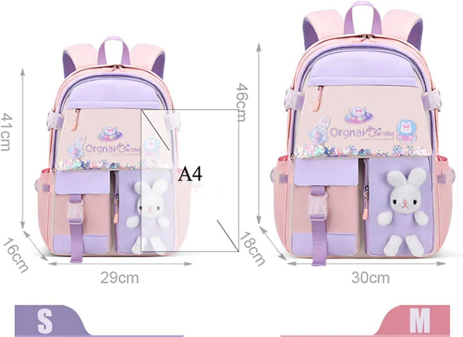 Girls Cute Bunny Backpack Kawaii School Bags Waterproof Laptop Backpack Pink Small