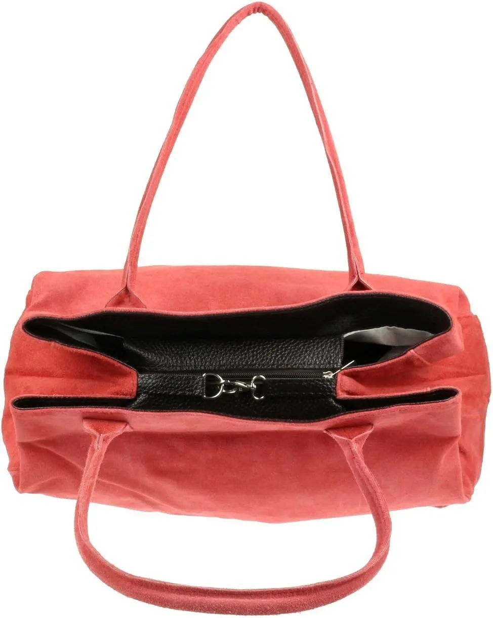 Girly HandBags Womens Expandable Italian Suede Leather Shoulder Bag