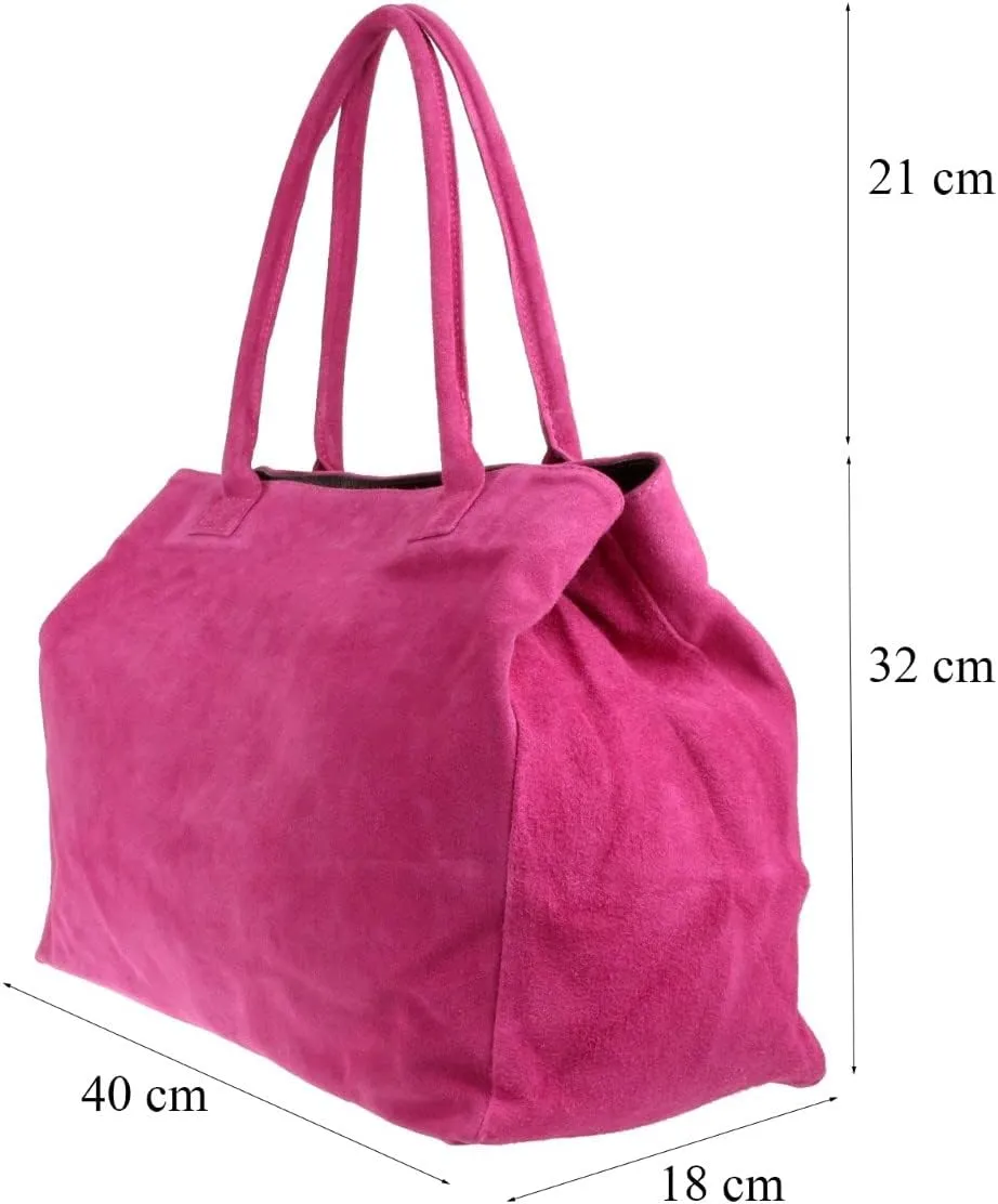 Girly HandBags Womens Expandable Italian Suede Leather Shoulder Bag