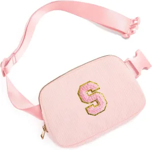 Gitus Gifts for 10 11 12 13 14 15 16 Year Old Girls Christmas Gifts for Teen Girls Sister Her Women Fanny Pack with Initial Letter Patch Belt Bag Crossbody Bag Tween Girls Trendy Stuff (Light Pink-S)