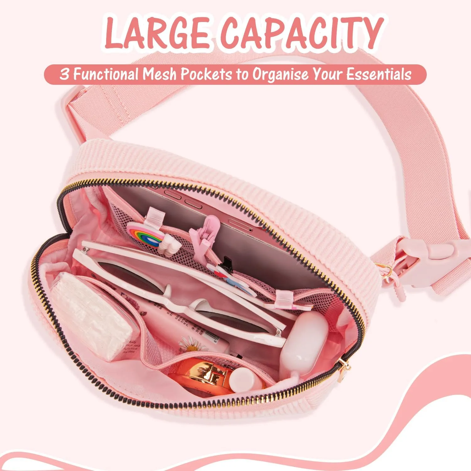 Gitus Gifts for 10 11 12 13 14 15 16 Year Old Girls Christmas Gifts for Teen Girls Sister Her Women Fanny Pack with Initial Letter Patch Belt Bag Crossbody Bag Tween Girls Trendy Stuff (Light Pink-S)