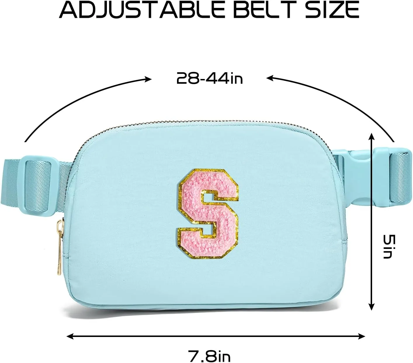 Gitus Gifts for 7 8 9 10 11 Year Old Girls Belt Bag Fanny Pack Crossbody Bags with Initial Letter Patch Birthday Gifts for Daughter Sister Friends Teen girls (Icing Blue-S)