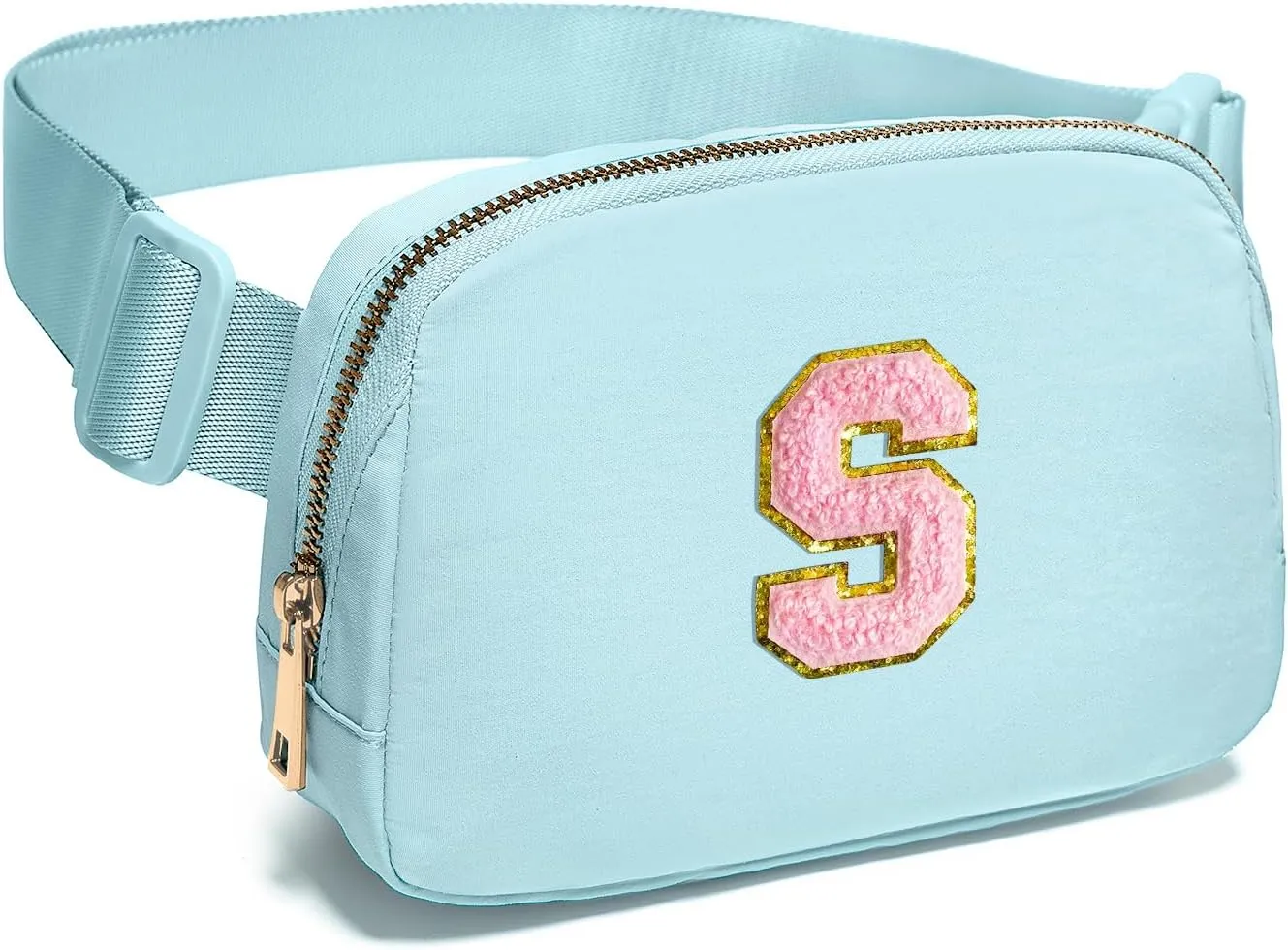 Gitus Gifts for 7 8 9 10 11 Year Old Girls Belt Bag Fanny Pack Crossbody Bags with Initial Letter Patch Birthday Gifts for Daughter Sister Friends Teen girls (Icing Blue-S)