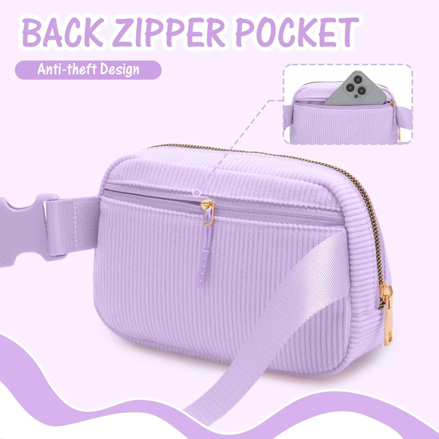 Gitus Girls Birthday Gifts for 10-16 Year Olds - Initial Fanny Pack Belt Bag Crossbody Bag - Trendy & Personalized Preppy Stuff (Lavender-E)