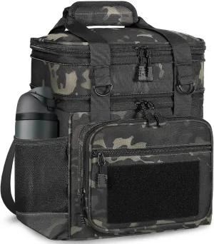 GLENKEY Double Deck Insulated Lunch Box, Expandable Large Lunch Bag Leakproof Cooler Bag Lunch Pail for Men Women Adults Work Shifts Travel Daytrip,16L,Black-Camo