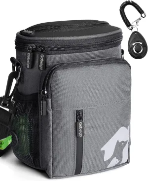 Gobeigo 【8 Cup Dog Treat Pouch 【3 Ways to Wear 】 Treat Bag for Training & Walking, Built-in Poop Bag Dispenser, Large Phone Friendly (Gray & Black)