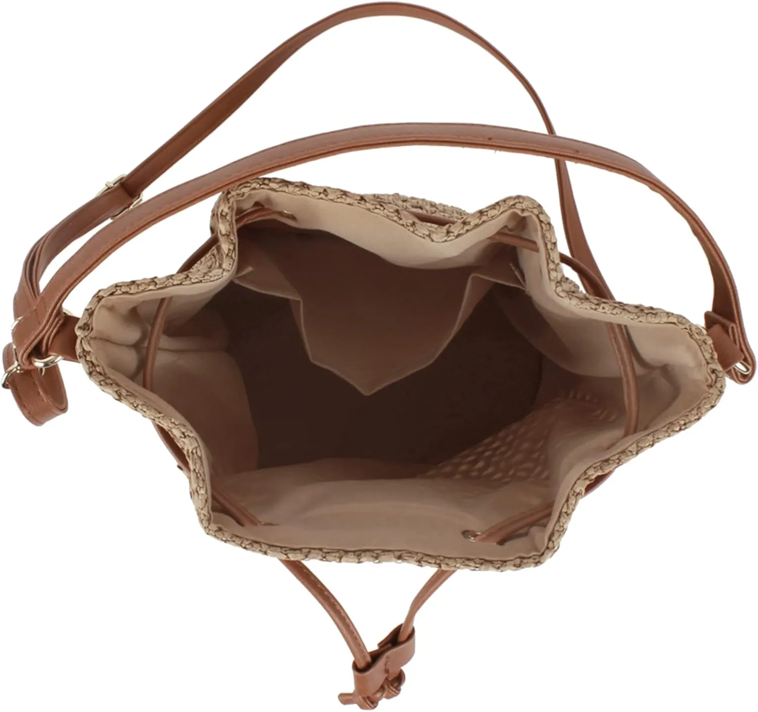 Goclothod Small Drawstring Shoulder Bag Straw Weave Handbag Summer Beach Purse