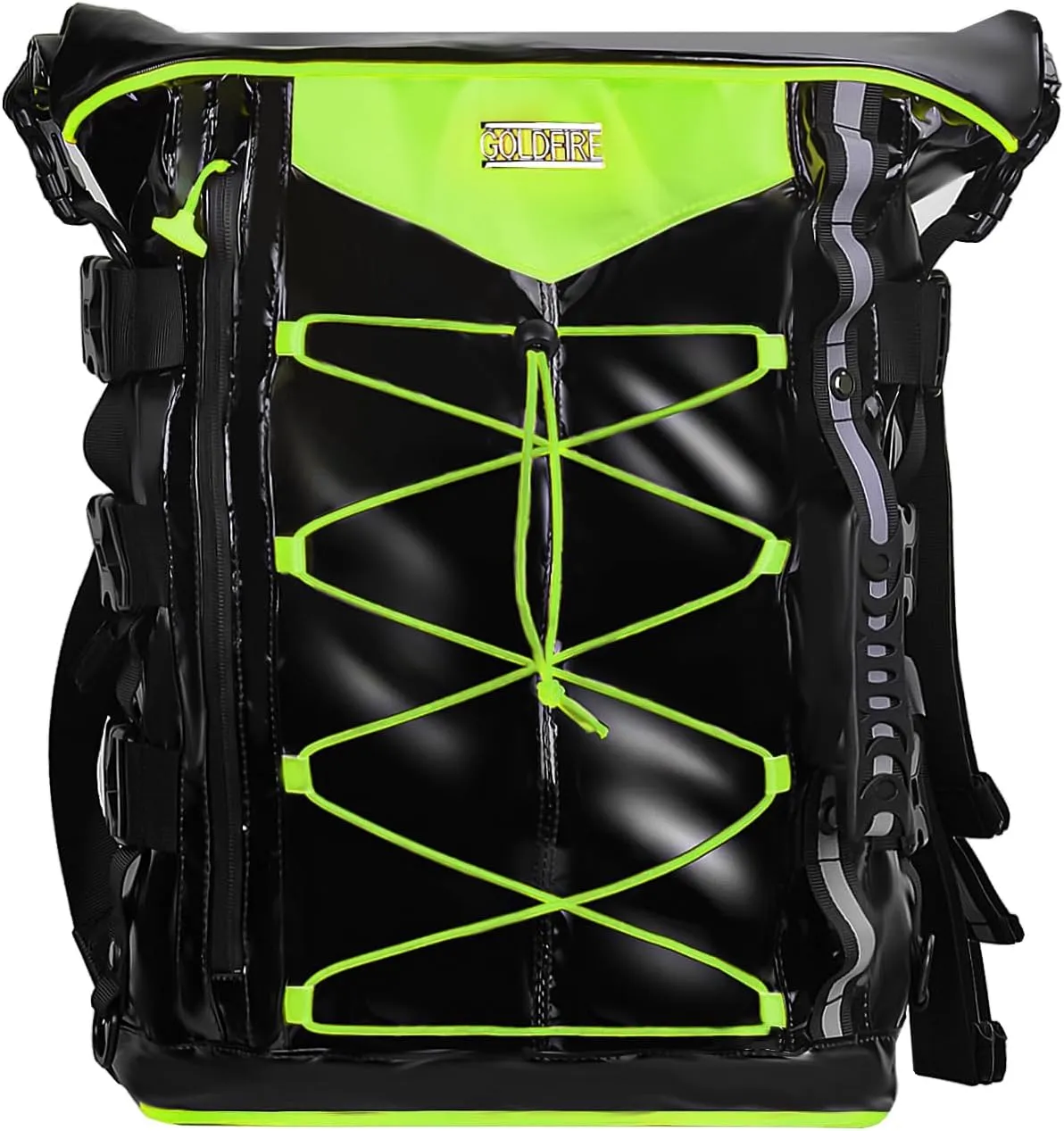 Goldfire Expandable Motorcycle Travel Luggage Sissy Bar Bag, Weather Resistant Tail Duffle Bag Backpack with Sissy Bar Straps
