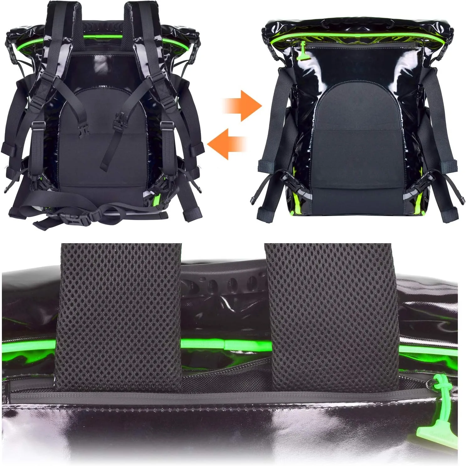 Goldfire Expandable Motorcycle Travel Luggage Sissy Bar Bag, Weather Resistant Tail Duffle Bag Backpack with Sissy Bar Straps