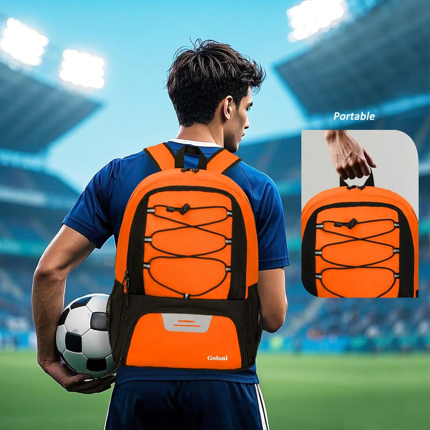 Goloni Soccer Bag, Basketball Bag with Ball Compartment & Shoe Compartment,Large Soccer Backpack for Basketball,Gym，Football